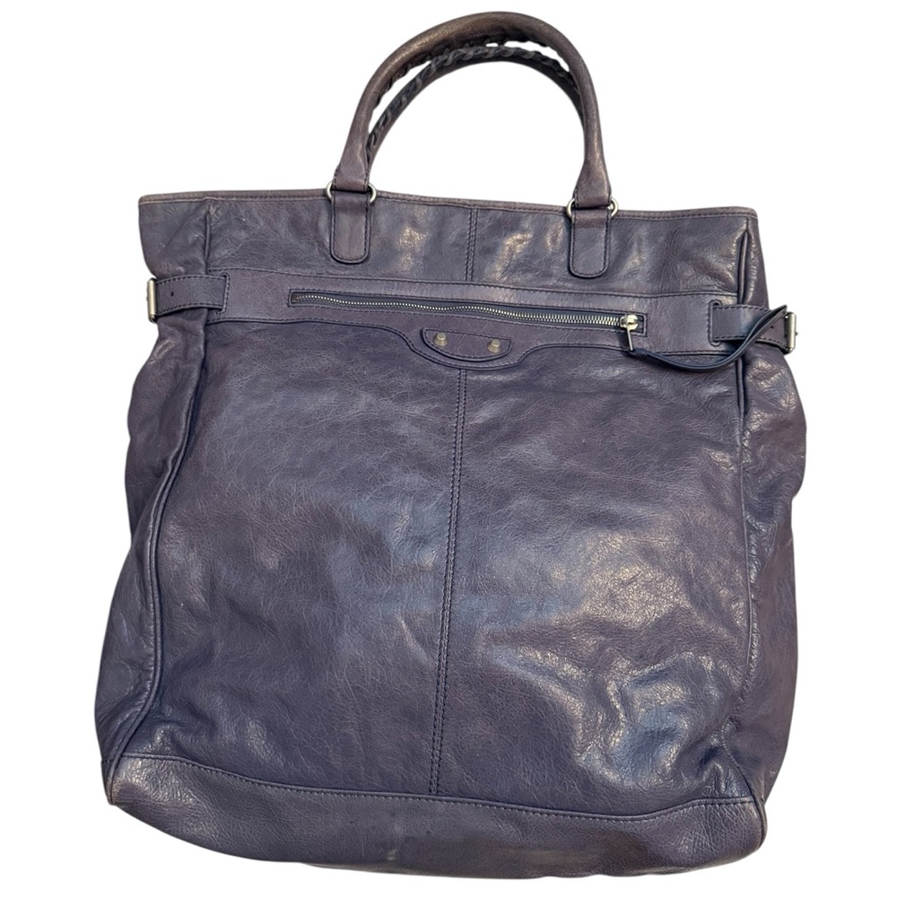 💎BALENCIAGA TOTE BAG PURPLE LEATHER MOTOCROSS HEXAGON CLASSIC ARENA LARGE TRAVEL - Picture 14 of 17